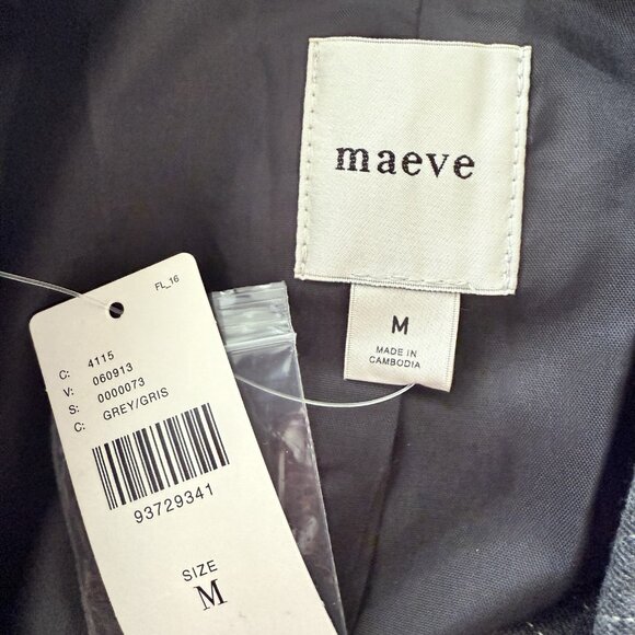 Anthropologie Maeve 80s Boxy Blazer Jacket Grey Womens Medium Striped Oversized - Picture 7 of 13